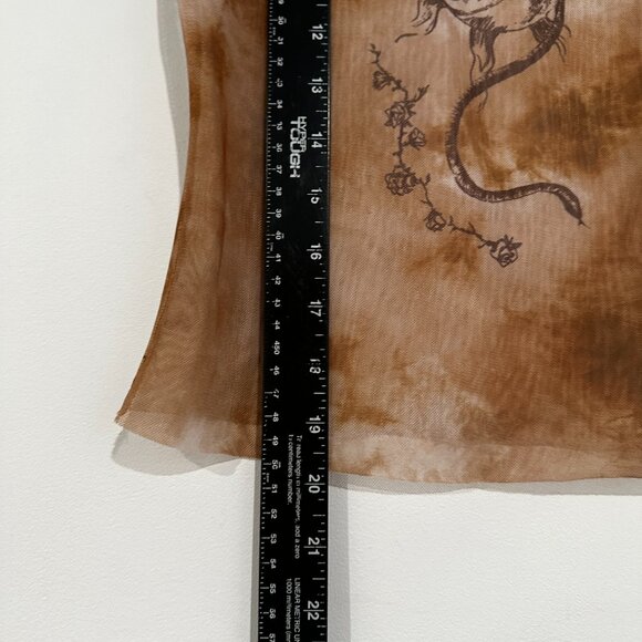 I.AM.GIA Crescent Mesh Sleeveless Top Tan Sheer Snake Y2K Style - Picture 3 of 6